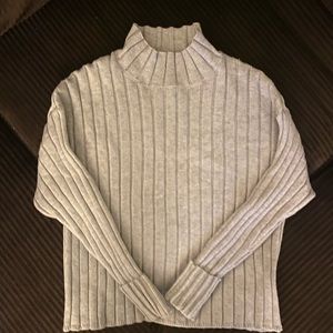 Ribbed Grey Turtleneck Sweater